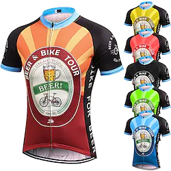21Grams Men's Cycling Jersey Short Sleeve Bike Jersey Top with 3 Rear Pockets Mountain Bike MTB Road Bike Cycling Breathable Quick Dry Moisture Wicking Back Pocket Black / Orange Black Green Retro Lightinthebox