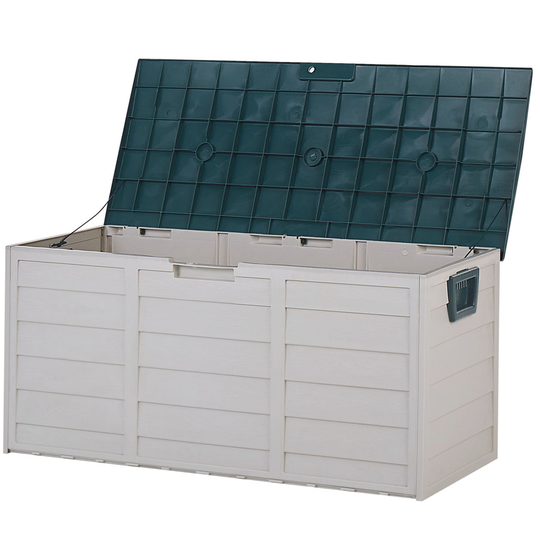 Garden Storage Box 112 x 50 cm Beige with Green LOCARNO