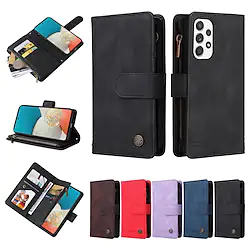Phone Case For Samsung Galaxy Handbag Purse Wallet Card A53 S22 Ultra Plus S21 FE S20 A72 Card Holder Flip Zipper Solid Colored PU Leather Lightinthebox