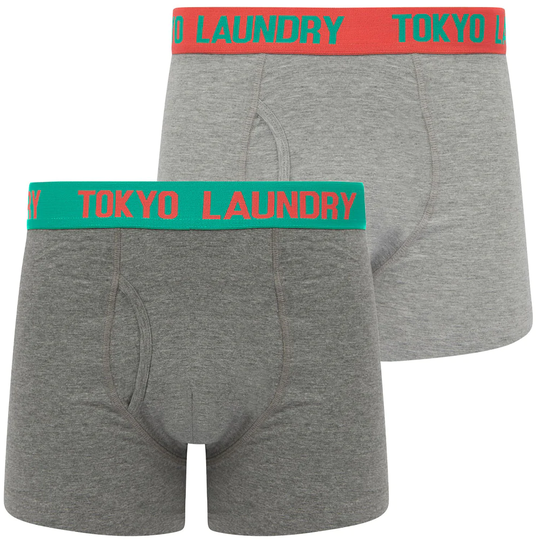 Mens Underwear Tonsley 2 (2 Pack) Boxer Shorts Set in Dubarry Coral / Aqua Green - Tokyo Laundry / S - Tokyo Laundry
