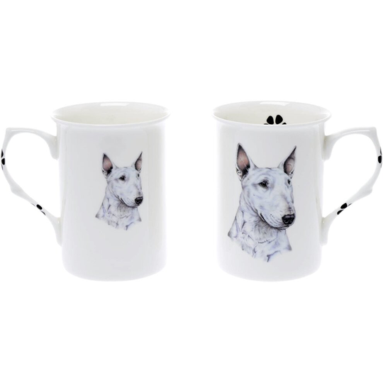 Bone China Set of 2 English Bull Terrier Dog Mugs - Gift Boxed