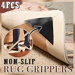 4Pcs Non Slip Rug Adhesive Grippers for Hardwood Floors Washable Reusable Rug Stickers for Area Rug Washable Reusable Rug Stickers for Area Rug, Rug Stoppers Make Corner Flat, Grips Carpet Corners Lightinthebox