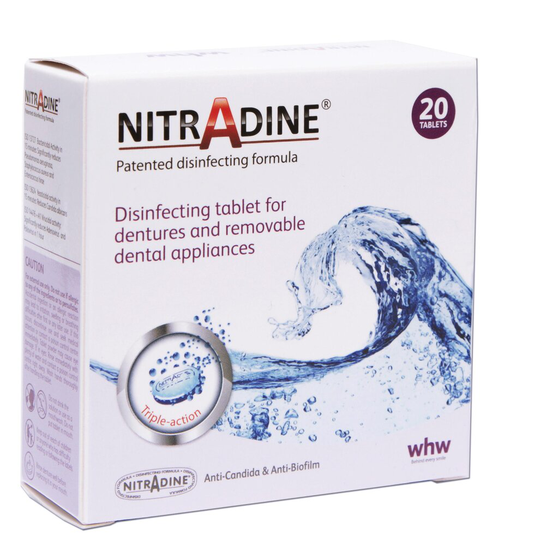 (1 Box) Nitradine - Tablets for Cleaning & Disinfecting Dentures & Orthodontic Dental Appliances