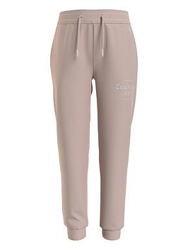 Calvin Klein Jeans Girls Metallic Box Logo Sweatpants - Pale Rose