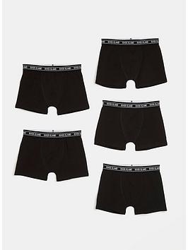 River Island 5 Pack Older Boys Boxer Briefs - Black, Black, Size 5-6 Years