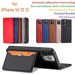 Flip Magnetic Lock Protection Case for iPhone 14 13 12 Pro Max mini 11 Pro Max SE 2022 2020 XR X XS Max 8 7 Plus with Card Holder Multilayer Lightweight Slim Leather Wallet Case Lightinthebox