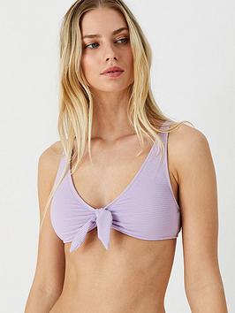 Accessorize Crinkle Bunny Tie Bikini Top - Lilac, Lilac, Size 6, Women