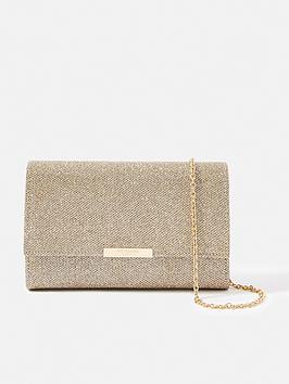 Accessorize Lurex Box Clutch, Gold, Women