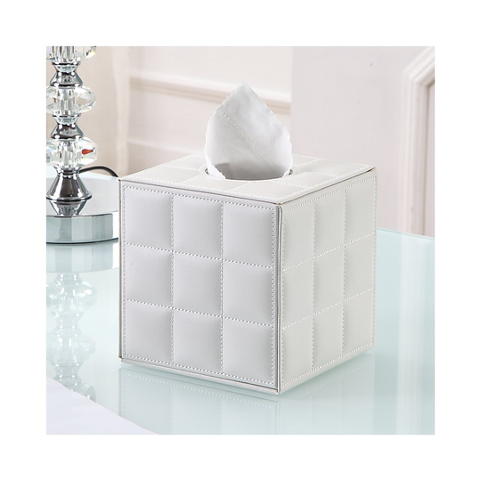 Cube Tissue Paper Box PU Leather Tissue Box Cover for Home and Office Car Desktop Supplies