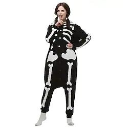 Adults' Kigurumi Pajamas Skeleton Geometric Onesie Pajamas Polyester Cosplay For Men and Women Christmas Animal Sleepwear Cartoon Festival / Holiday Costumes / Leotard / Onesie / Leotard / Onesie Lightinthebox