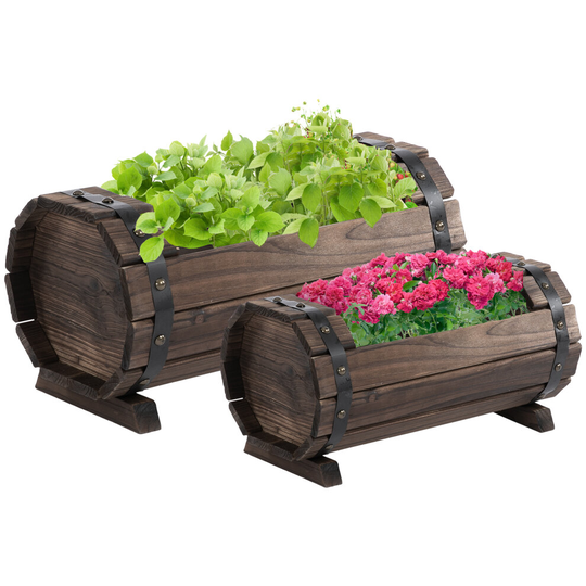 Outsunny 2PCs Wooden Flower Plant Pot Outdoor & Indoor Plant Box