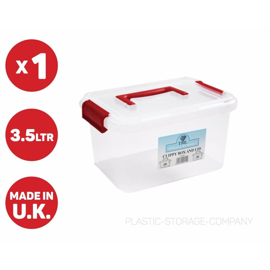 3.5 LITRE PLASTIC STORAGE BOX CLEAR BOX WITH HANDLE! MAKE-UP JEWELLERY