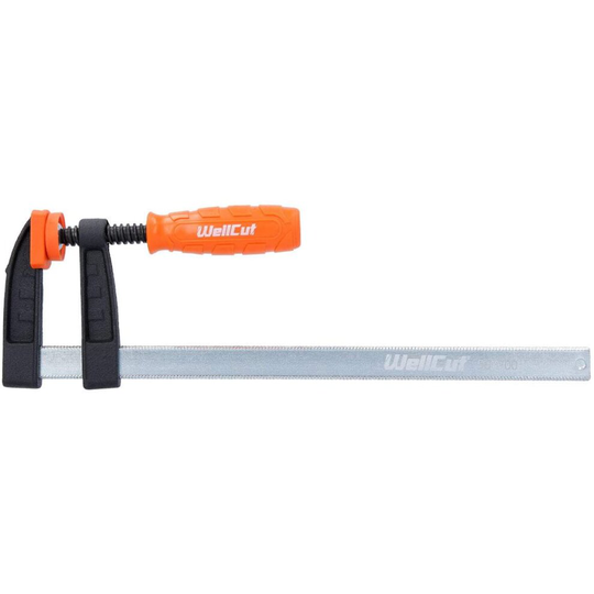 WELLCUT Heavy Duty F-Style Bar Clamp Soft Jaw Cap Anti-Scratch Non-Slip Quick Release Woodworking with Ergonomic Grip Handle 50X200, 120kg Clamping