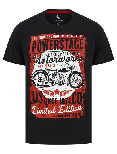 T-Shirts Powerstage Motif Cotton Jersey T-Shirt in Jet Black - South Shore / S - Tokyo Laundry
