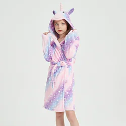 Kid's Kigurumi Pajamas Bathrobe Unicorn Flying Horse Solid Color Onesie Pajamas Flannel Fabric Cosplay For Boys and Girls Christmas Animal Sleepwear Cartoon Festival / Holiday Costumes / Bath Robe Lightinthebox