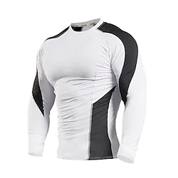 Men's Workout Shirt Compression Shirt Patchwork Long Sleeve Compression Clothing Athletic Athleisure Winter Cotton Breathable Quick Dry Sweat wicking Running Jogging Training Sportswear Activewear Lightinthebox