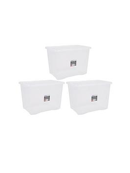 Wham Set Of 3 80 Litre Plastic Storage Boxes