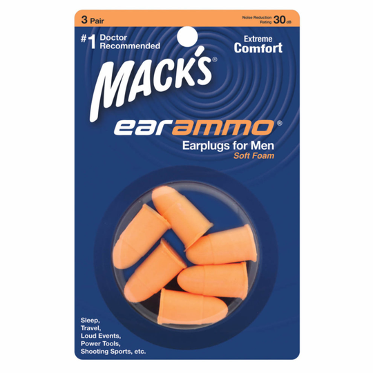 (3 Pairs / Pack) Mack's Ear ammo Soft Foam Men Earplugs for Shooting sleep travel Macks ear plugs