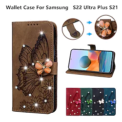 Phone Case For Samsung Galaxy Wallet Card S22 Ultra Plus S21 FE S20 A72 A52 A42 Note 20 Ultra S10 S10 Plus A71 Bumper Frame Magnetic Full Body Protective Solid Colored PC Metal Lightinthebox