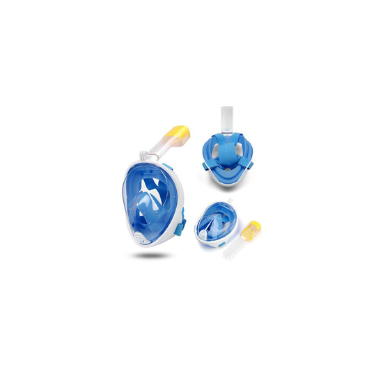 (Blue, S/M) Full Face Snorkel Mask For GoPro Swim