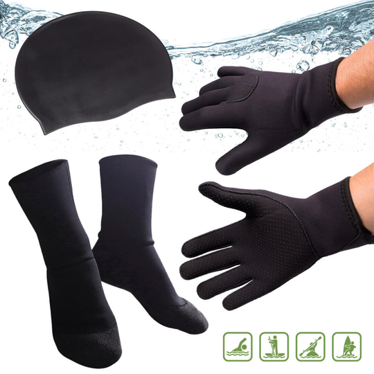 (Small) Valiant Open Water Neoprene Thermal Kit - Includes Gloves, Socks and Swim Cap