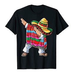Inspired by Cinco de Mayo Fiesta Dabbing Mexican Poncho T-shirt Gym Top Back To School Pattern Mexico Independence Day Day of the Dead T-shirt For Men's Women's Unisex Adults' Hot Stamping 100 Lightinthebox