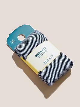 White Stuff Organic Fine Stripe Tights - Blue