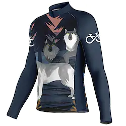 21Grams Men's Cycling Jersey Long Sleeve Bike Jersey Top with 3 Rear Pockets Mountain Bike MTB Road Bike Cycling Breathable Quick Dry Moisture Wicking Reflective Strips Yellow Red Dark Navy Wolf Lightinthebox