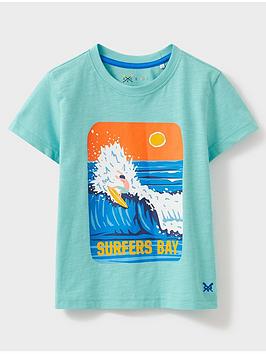 Crew Clothing Boys Surfers Bay Slub T-Shirt - Turquoise