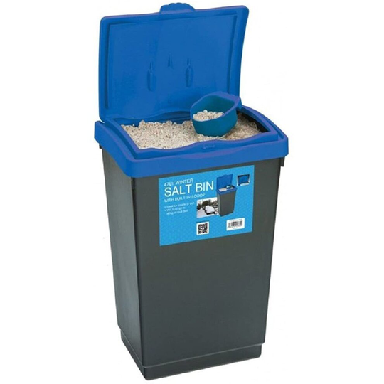 47Ltr 40kg Rock Salt Storage Bin Grit Spreading Plastic Box Container with Scoop