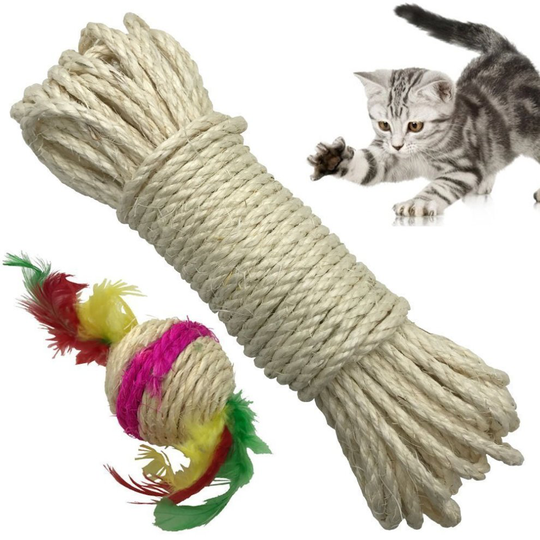Yangbaga Cat Natural Sisal Rope for Scratching Post Tree Replacement, Hemp Rope for Repairing, Recovering or DIY Scratcher, 6mm Diameter, Come with...