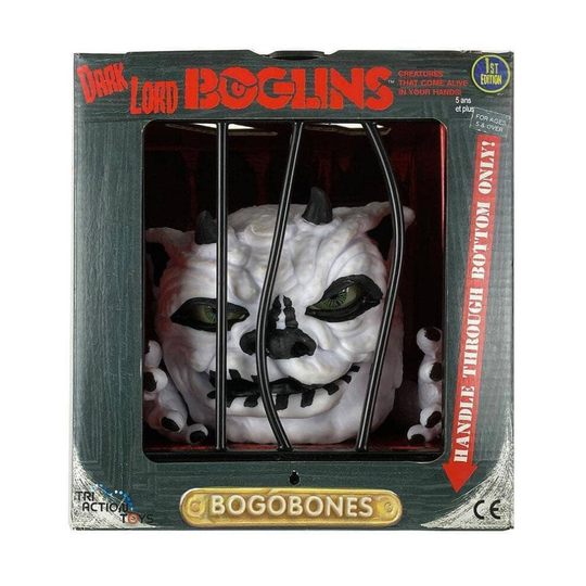 Boglins Glow in the Dark Hand Puppet Dark Lord Bog-o-Bones 80's Style Cage Box