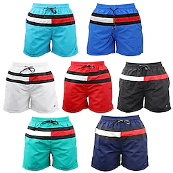 Men's Swim Shorts Swim Trunks Board Shorts Drawstring Elastic Waist Color Block Comfort Breathable Short Casual Holiday Beach Streetwear Stylish White Red Lightinthebox
