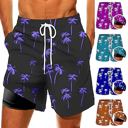 Men's Swim Trunks Swim Shorts Quick Dry Board Shorts Bathing Suit Compression Liner with Pockets Drawstring Swimming Surfing Beach Water Sports Floral Summer / Stretchy Lightinthebox