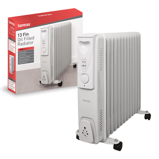 Benross 46770 Portable 13 Fin Oil Filled Radiator / Adjustable Thermostat