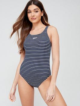 Speedo Endurance Printed Swimsuit - Navy/White , Navy/White, Size 28, Women