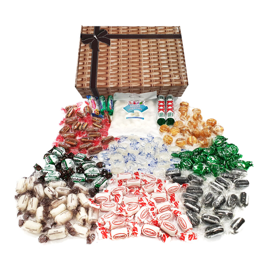 The Little Sweet Shop Mint Sweets Hamper in a Wicker Effect Box Great for Parties & Weddings and Birthdays