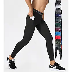 Men's Running Tights Leggings Compression Pants with Phone Pocket Compression Clothing Athletic Winter Spandex Breathable Quick Dry Sweat wicking Fitness Gym Workout Running Sportswear Activewear Lightinthebox