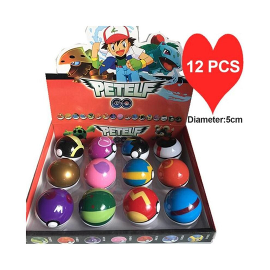 12PC 1.9INCH Pokemon Ball Set Clip 'n' Go Pokeball Random Toys Action Figures Kids Gift Boxed