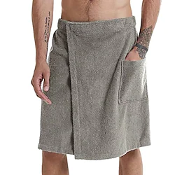 Mens Coral Fleece Bath Towel Wrap Towelling Bath Robes Bath Skirt with Pocket for Bath Fitness Travel Beach Swimming Surfing Lightinthebox