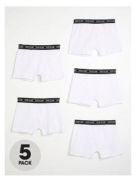 River Island Boys 5 pack Waistband Boxer Shorts-White, White, Size 11-12 Years