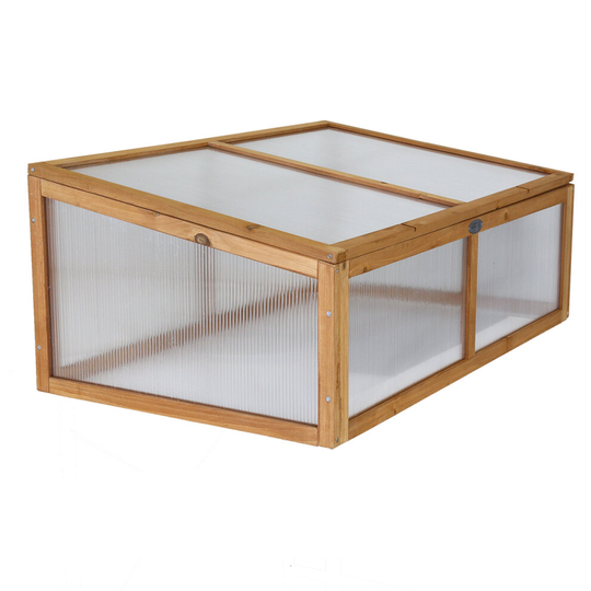 Charles Bentley FSC Cold Frame Greenhouse Box Small H40 x L60 x W100cm Natural Wooden Growhouse Outdoor Garden Plants Planting