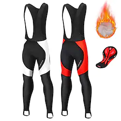 WOSAWE Men's Cycling Bib Tights Winter Fleece Silicone Bike Tights Bib Tights Fleece Lining 3D Pad Warm Sports Patchwork Black / Red / BlackWhite Mountain Bike MTB Road Bike Cycling Lightinthebox