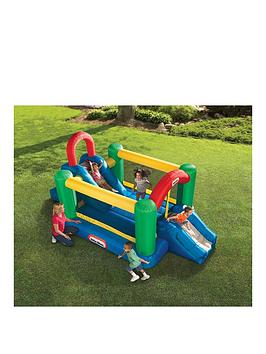 Little Tikes Jump 'N Double Slide Bouncer - Tall Protective Wall, For Age 3+ - With Storage Bag