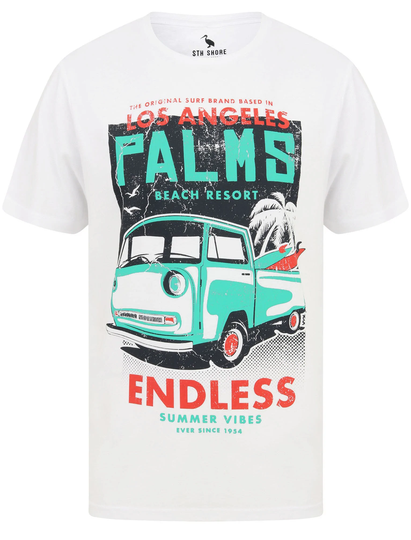 T-Shirts Palms Van Motif Cotton Jersey T-Shirt in Optic White - South Shore / S - Tokyo Laundry