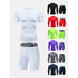 basketball running fitness sports training short-sleeved shorts bottoming quick-drying tights suit men's gym two-piece set Lightinthebox