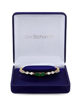 Jon Richard Cubic Zirconia And Emerald Green Stone Boxed Bracelet