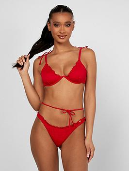 Boux Avenue Ibiza Texture Bikini Brief - Red, Red, Size 16, Women