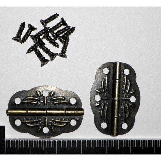 Antiqued Hinges 30x21mm Dollhouse Jewelery wooden box patterned C002