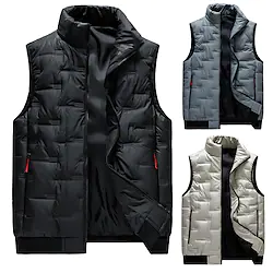Men's Fishing Vest Padded Hiking Vest Sleeveless Zip Top Winter Jacket Top Outdoor Thermal Warm Windproof Breathable Lightweight Winter Pocket Polyester Taffeta Black Grey Khaki Work Hunting Fishing Lightinthebox